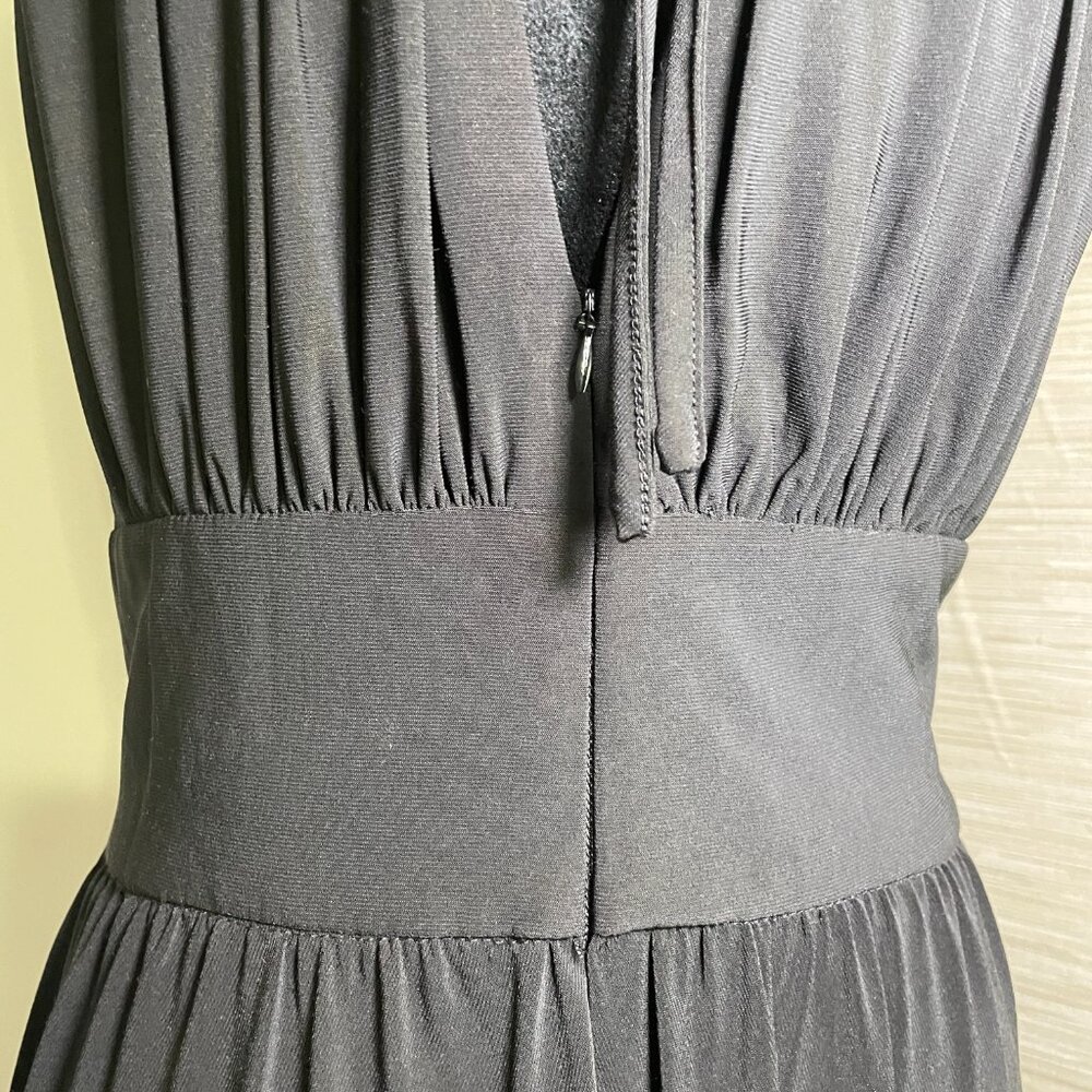 Women's Size 16 R&M Richards Black Bead/Sequin Waist Front Slit Sleeveless Gown - Picture 10 of 11